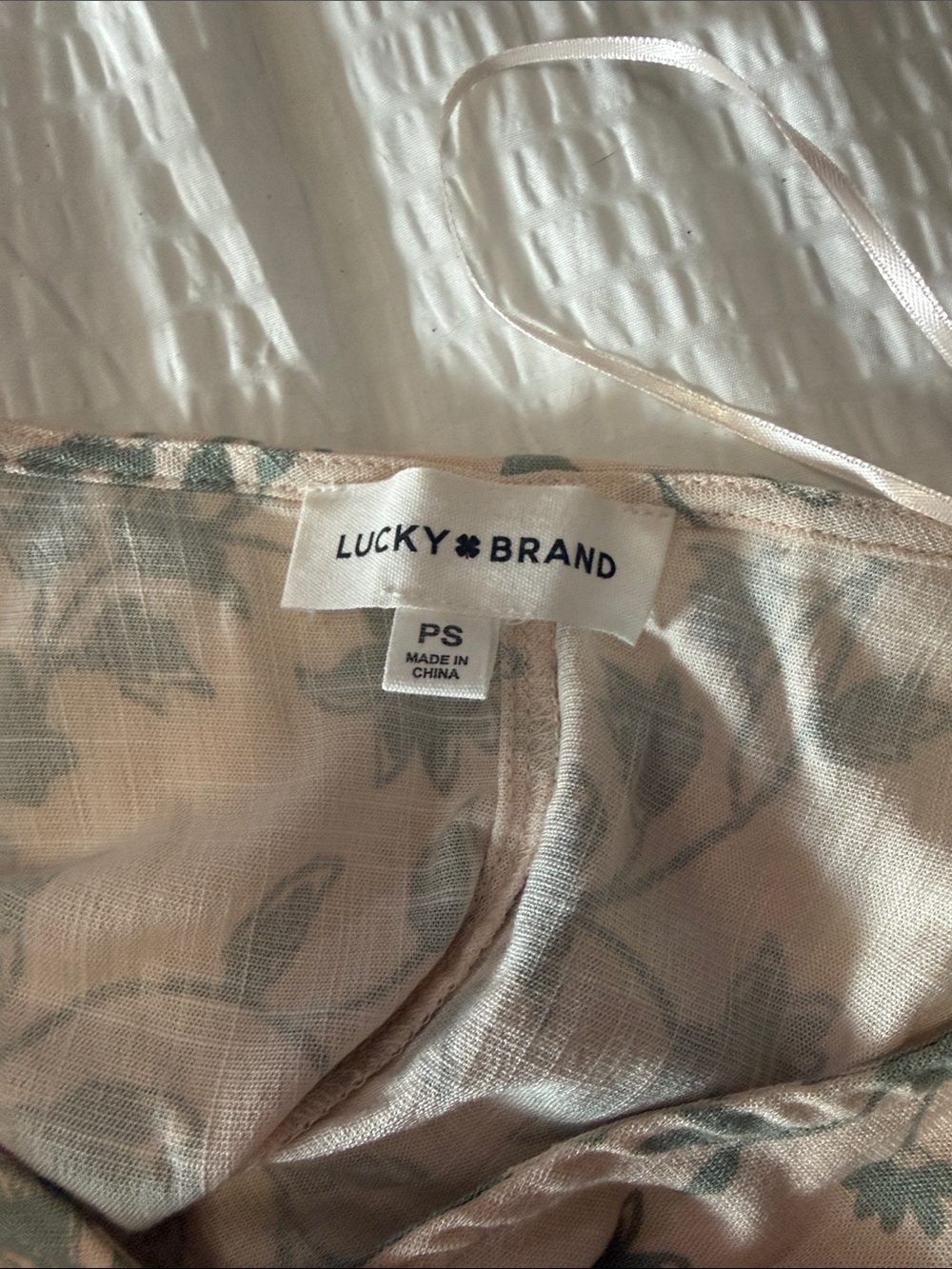 Lucky Brand Pale Pink Floral Slip with Sage Green Print